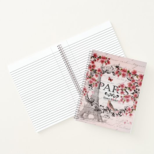 Roze Parijs lente Notitieboek (Binnen)