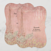 Roze  Parijs Parisian Rehearsal Dinner Kaart (Voorkant / Achterkant)