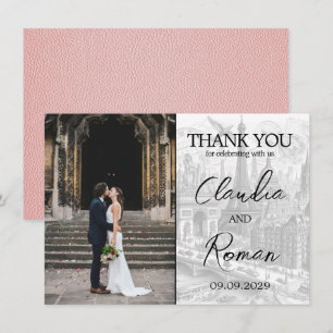 Roze Parijs Paspoort Bedankkaart