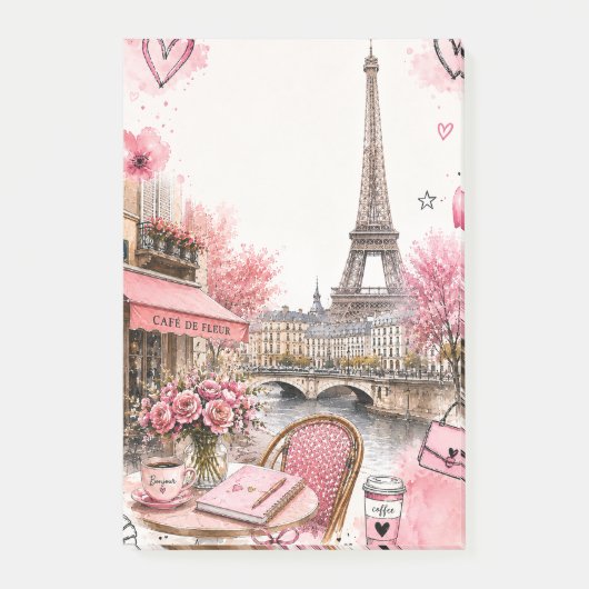 Roze Parijs Post-it® Notes (Voorkant)