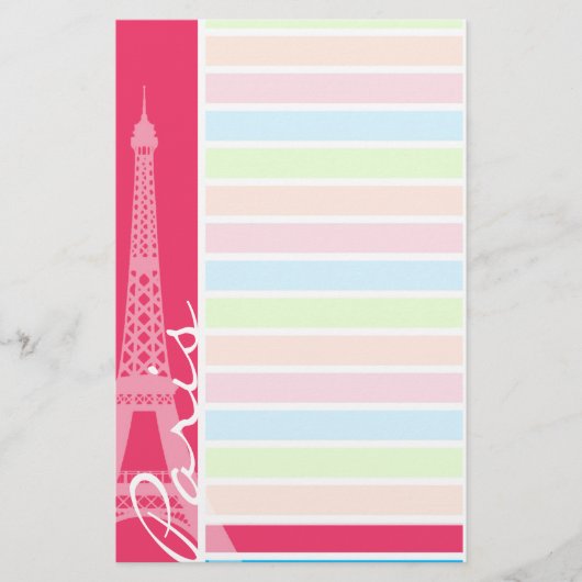 Roze Parijs; Retro Neon Rainbow Briefpapier (Voorkant)