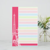 Roze Parijs; Retro Neon Rainbow Briefpapier (Staand voorkant)