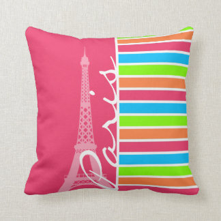 Roze Parijs; Retro Neon Rainbow Kussen