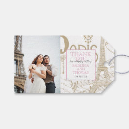 Roze Parijs trouwfoto Cadeaulabel
