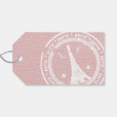 Roze Parijs trouwfoto Cadeaulabel (Achterkant Horizontaal)