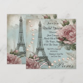 roze Parijse bruidsdouche Uitnodigingen (Voorkant / Achterkant)