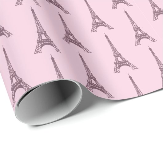 Roze Parijse Eiffeltoren Cadeaupapier (Rol Hoek)