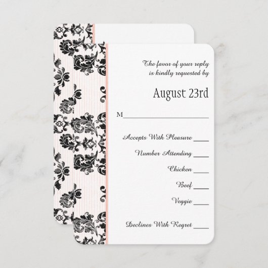 Roze Parijse Eiffeltoren RSVP bruiloft Kaart (Voorkant / Achterkant)