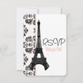 Roze Parijse Eiffeltoren RSVP bruiloft Kaart (Achterkant)