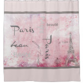 Roze Parijse oliefabrikant en Franse tekst Douchegordijn (Voorkant)