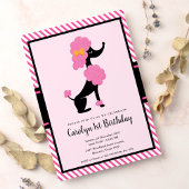 Roze parijse poodle eerste verjaardag kaart