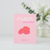 Roze Parijse reisartikelen, preppy Macarons Briefkaart (Staand voorkant)