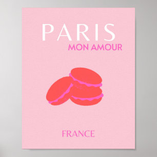 Roze Parijse reisartikelen, preppy Macarons Poster