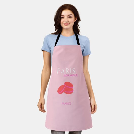 Roze Parijse reisartikelen, preppy Macarons Schort (Gedragen)