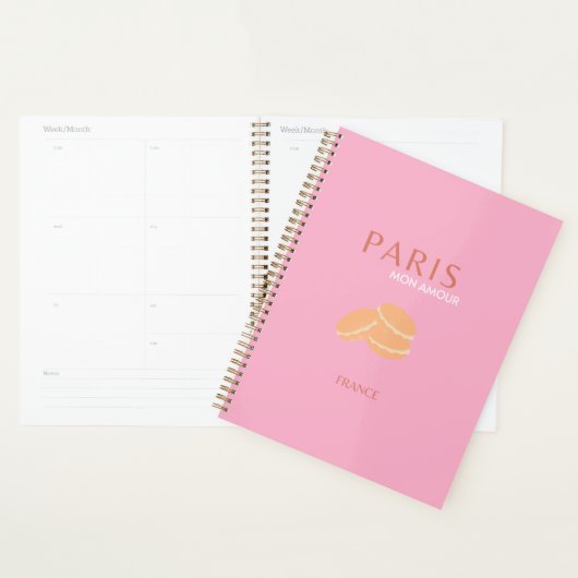 Roze Parijse reisrecorder met kunstpreppy art deco Planner (Display)