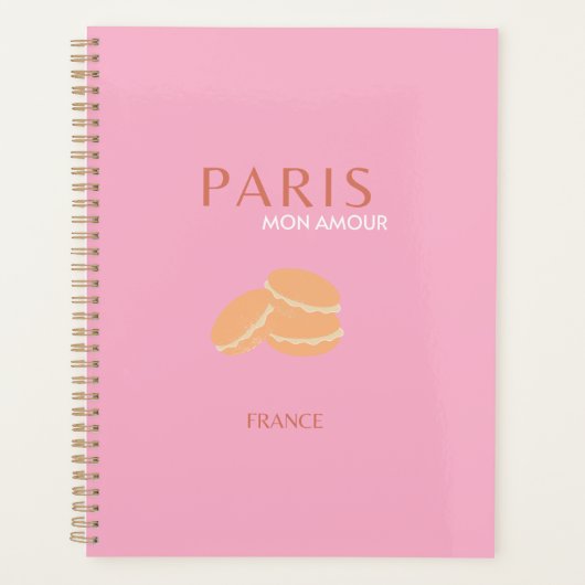 Roze Parijse reisrecorder met kunstpreppy art deco Planner (Voorkant)