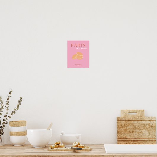 Roze Parijse reisrecorder met kunstpreppy art deco Poster (Keuken)