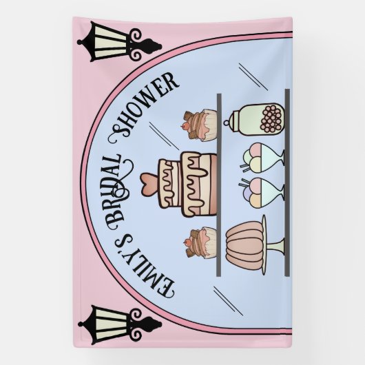 Roze Parijse Vrijgezellenfeest Patisserie Banner (Verticaal)