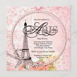  Roze Paris Baby Shower Invitaties Kaart
