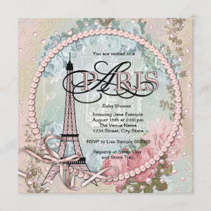  Roze Paris Baby Shower Invitaties Kaart