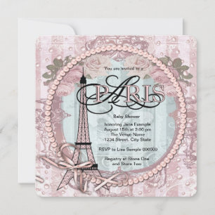  Roze Paris Baby Shower Invitaties Kaart