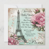  roze Paris Baby Shower Uitnodigingen (Voorkant)