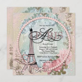  roze Paris Baby Shower Uitnodigingen (Voorkant / Achterkant)