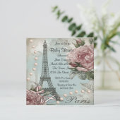  roze Paris Baby Shower Uitnodigingen (Staand voorkant)