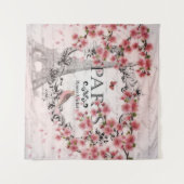 Roze Paris bloeit Wandkleed (Voorkant (horizontaal))