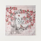 Roze Paris bloeit Wandkleed (Voorkant)
