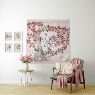 Roze Paris bloeit Wandkleed