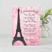 Roze Paris Bokeh Glitter Lights Quinceañera Kaart (Staand voorkant)