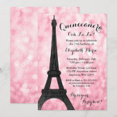 Roze Paris Bokeh Glitter Lights Quinceañera Kaart (Voorkant / Achterkant)