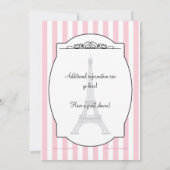 Roze Paris Bridal Shower Kaart (Achterkant)