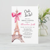 Roze Paris Bridal Shower Kaart (Staand voorkant)