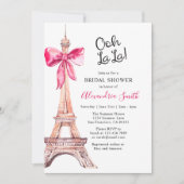 Roze Paris Bruidsuitnodiging Kaart (Voorkant)