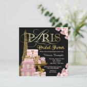 Roze Paris Bruiloftsfeest Kaart (Staand voorkant)