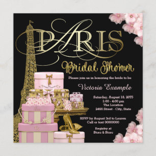 Roze Paris Bruiloftsfeest Kaart