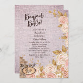 Roze Paris Cafe Baby shower Uitnodiging (Voorkant / Achterkant)