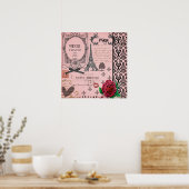  Roze Paris Collage art poster (Keuken)