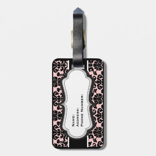  Roze Paris Collage bagagelabel (Achterkant verticaal)