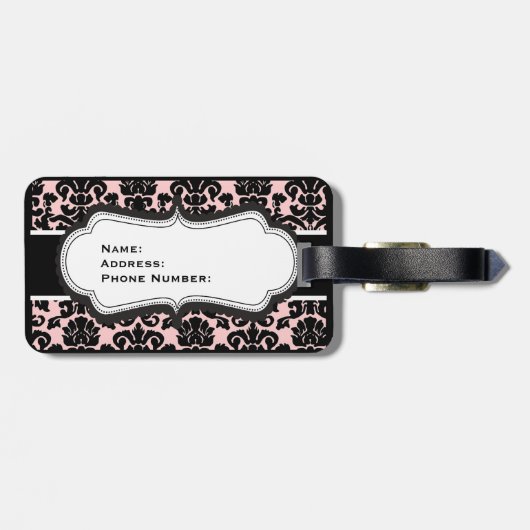  Roze Paris Collage bagagelabel (Achterkant horizontaal)