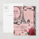  Roze Paris Collage Briefkaart (Voorkant / Achterkant)