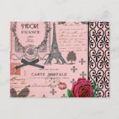  Roze Paris Collage Briefkaart (Voorkant)