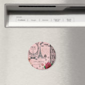  Roze Paris Collage Magneet (Insitu (Vaatwasser))