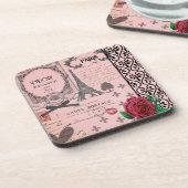  Roze Paris Collage onderzetters (Linkerzijde)