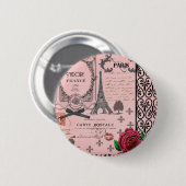  Roze Paris Collage Ronde Button 5,7 Cm (Voorkant /achterkant)