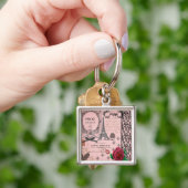  Roze Paris Collage Sleutelhanger (Hand)