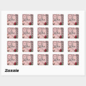  Roze Paris Collage Vierkante Sticker (Vel)