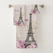  Roze Paris Eiffel Tower Romantic Collage Bad Handdoek (Insitu)